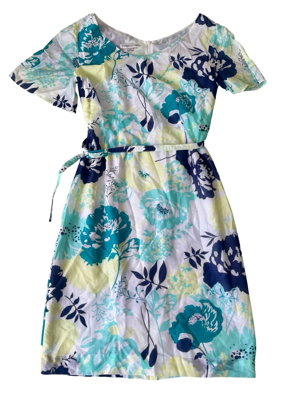 NWT Pendleton Women’s Floral Belted Scoop Neck Cotton/Silk Blend Dress Size 10